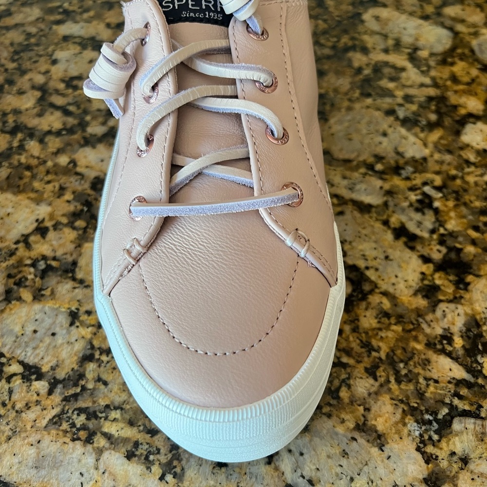 NIP Sperry Leather Crest Sneakers Rose Pink Mauve 10M